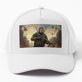 Drop Zone Chaos Baseball Hat, Warzone-Inspired Action Graphic Design, Classic Cap