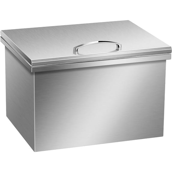 Drop-in Ice Chest 20"L X 16"W X 13"H Inch, Stainless Steel Ice Cooler with Removable Cover Drop in Ice Bin Drain Pipe and Drain Plug Included for Cold Wine Beer