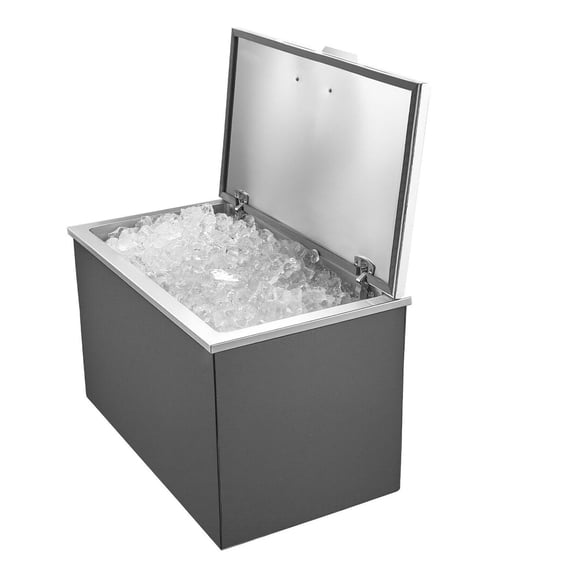 Drop in Ice Chest, 87.6 Quart Stainless Steel Cooler - Outdoor Kitchen Bar Ice Bin with Lid & Drain