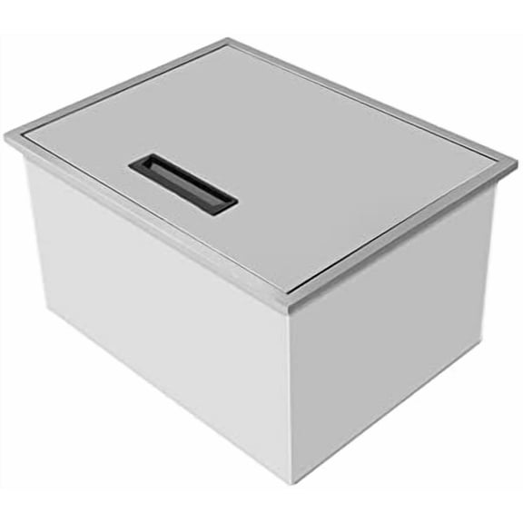 Drop-in Ice Chest, Stainless Steel Ice Cooler, Freestanding Ice Chest Outdoor Kitchen, Double-Walled & Built-in Foa, Foam Cooler with Lid, for Wine, Beer, Whiskey, Beer, Silver (22 * 17 * 12 in)