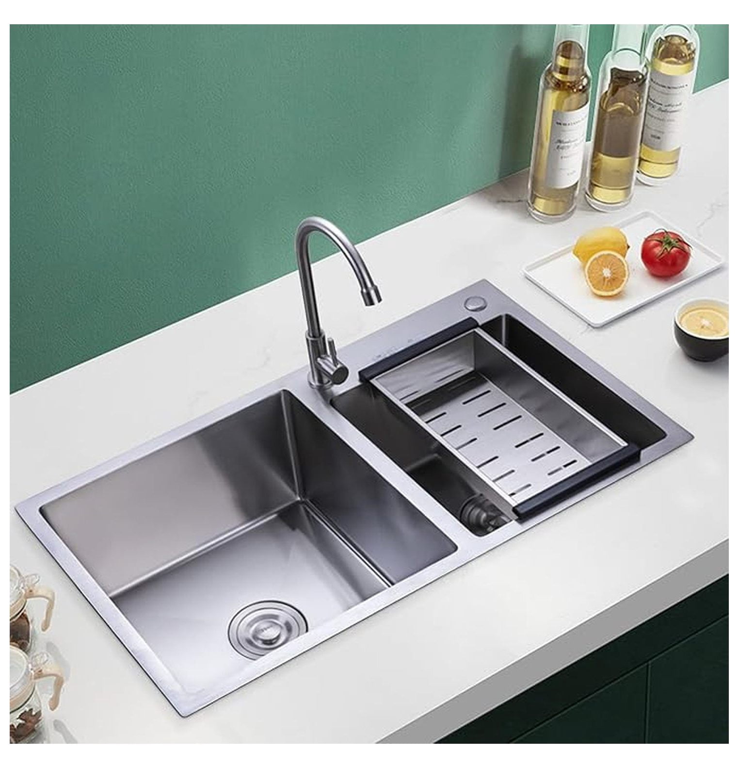 Drop-in Kitchen Sink, 30x17 Inch Stainless Steel Double Bowl Sink with Drain; Black Finish for Kitchen, Garage, Laundry, Bar & Bathroom