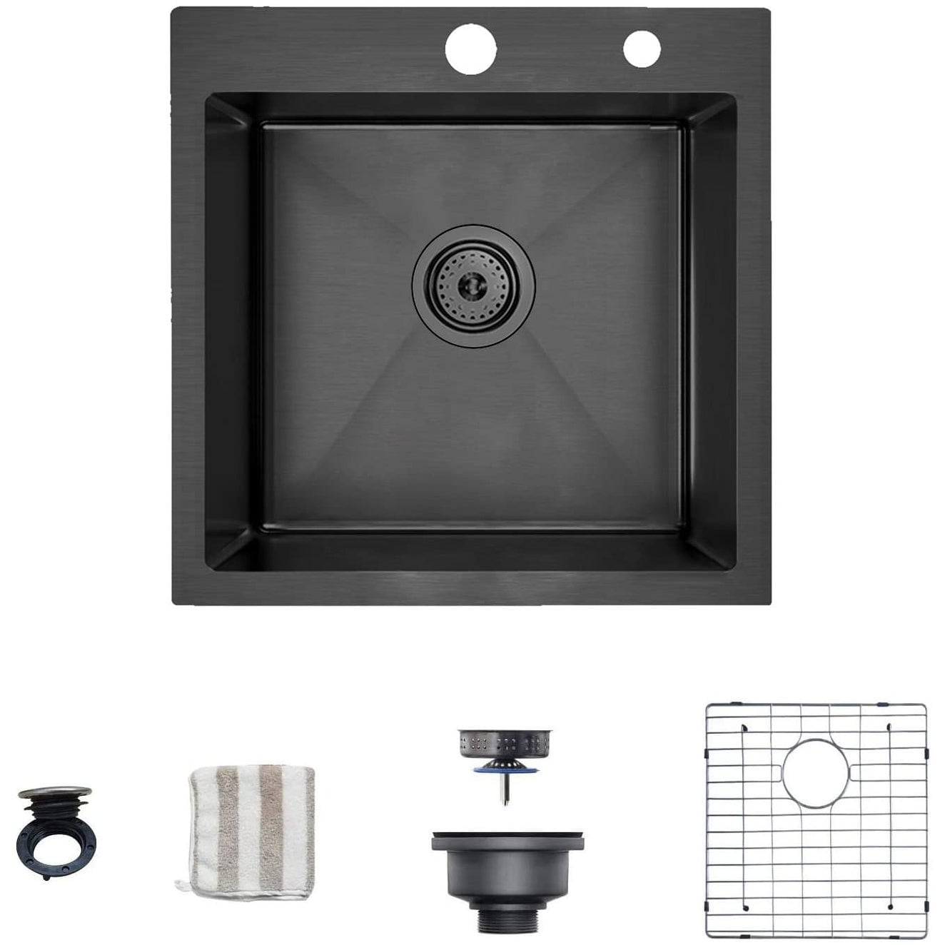 18'' Black Stainless Steel Single Bowl Drop-In Kitchen Sink