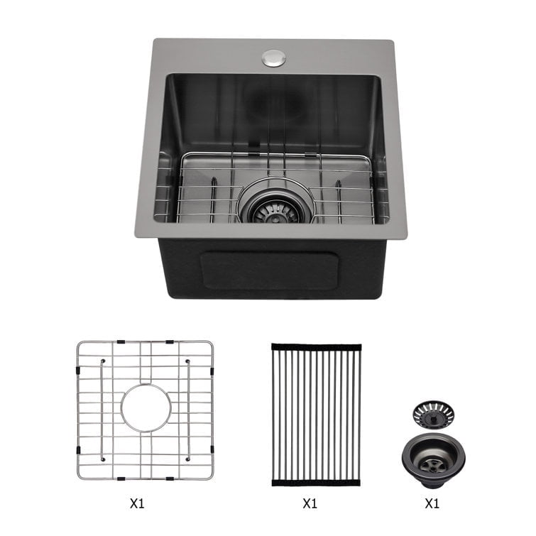 28'' Black Stainless Steel Drop-In Single Bowl Kitchen Sink