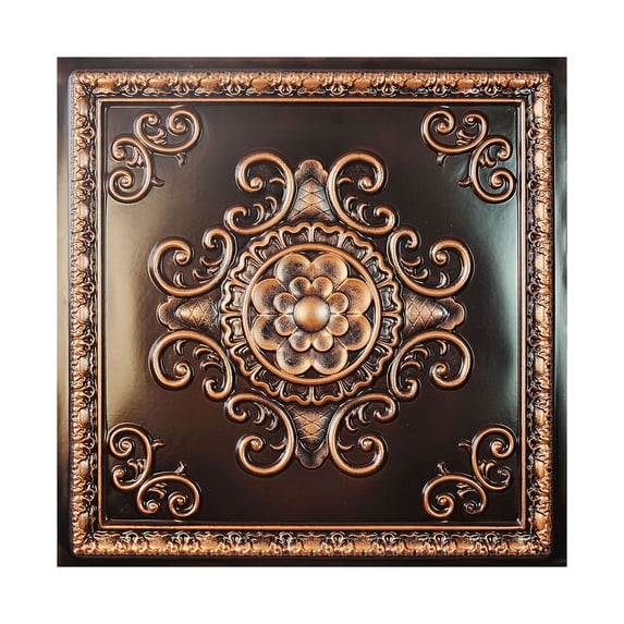 Drop in ceiling tiles 3D embossed wall panels for light luxury restaurant PL08 Tradtional copper 10Pcs/pack