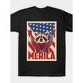 thumbnail image 1 of Drop shoulder t-shirt Funny raccoon July 4th T-shirt, 1 of 4