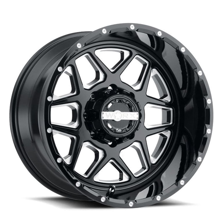 DropStars 654BM Gloss Black Milled Wheel Rim, 22