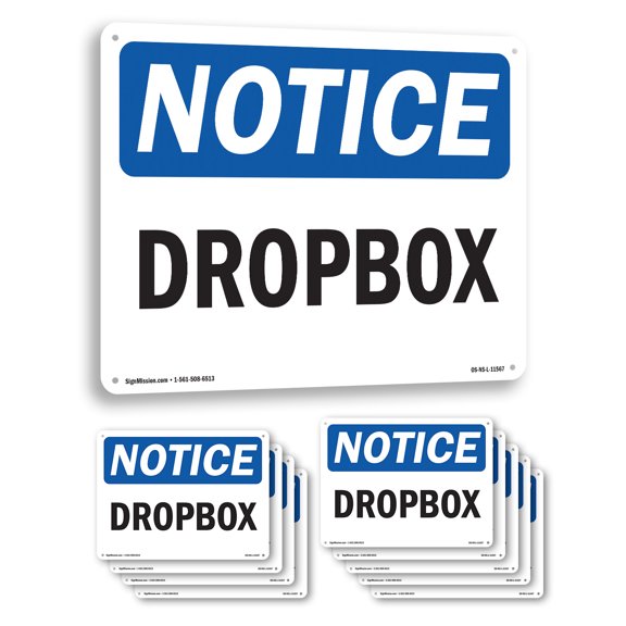 Dropbox OSHA Notice Aluminum Sign 24 Inch x 18 Inch - 10 Pack