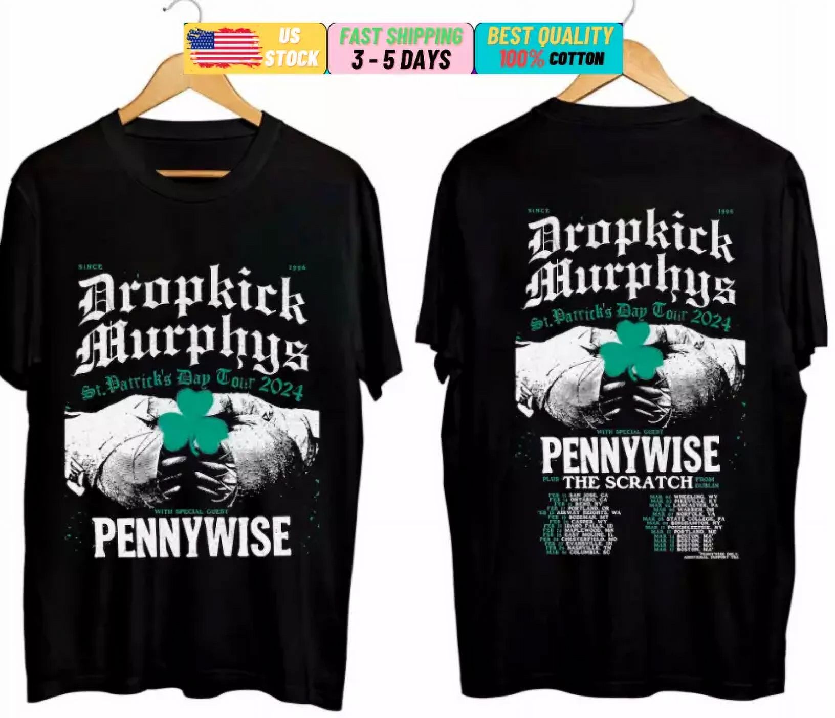 Dropkick Murphys St Day Tour Patrick 2024 Band Fan Tshirt Patrick's