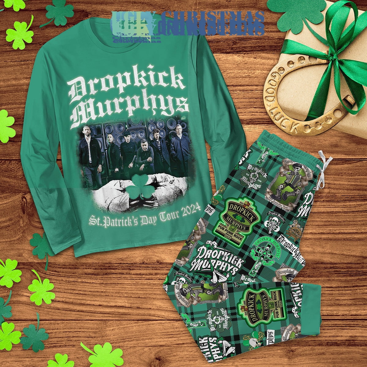 Dropkick Murphys St. Patrick& 8217 s Day Tour 2024 Fleece Pajamas Set