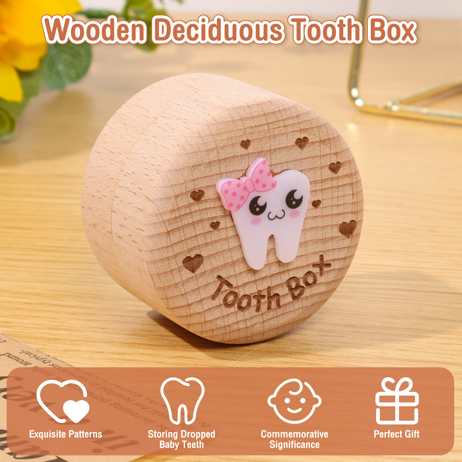 Dropped Tooth Storage Souvenir Holders,3D Carved Cute Cartoon Tooth