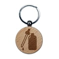 thumbnail image 1 of Dropper Bottle Round Keychain Charm Tag - Engraved Wood, 1 of 6