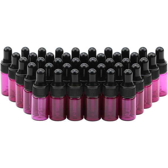 Dropper Bottle Set 3ml Pink Glass Dropper Bottle With Black Rubber Cover Tapered Glass Droppers Pack of 40