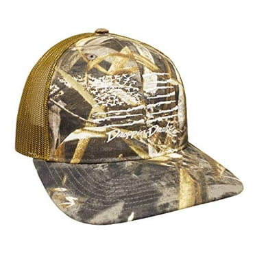 Droppin Drake American Duck Flag Trucker Mesh Snapback Hat-Real Tree Max-5, Buck Mesh