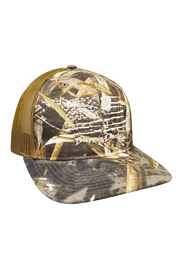 American Duck Flag Trucker Mesh Snapback Hat-Real Tree Max-5, Buck Mesh