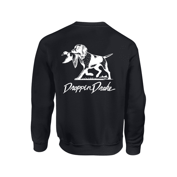 Droppin Drake Dog Carrying Duck Hunting Southern Duck Call Mens Long-Sleeve Crewneck Sweatshirt-Black-4xl