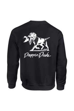 Dog Carrying Duck Hunting Southern Duck Call Mens Long-Sleeve Crewneck Sweatshirt-Black-small