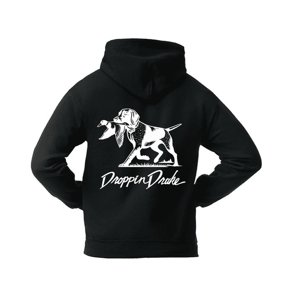 Droppin Drake Dog Carrying Duck Hunting Southern Duck Call Mens Long-Sleeve Hoodie-Black-small