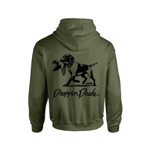 Droppin Drake Dog Carrying Duck Hunting Southern Duck Call Mens Long-Sleeve Hoodie-Military-5xl