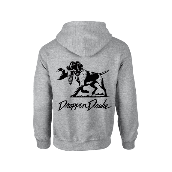 Droppin Drake Dog Carrying Duck Hunting Southern Duck Call Mens Long-Sleeve Hoodie-Sports Grey-4xl