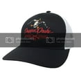 thumbnail image 1 of Droppin Drake Mallard Duck and Gun X Logo Mesh Back Trucker Hat-Black/White/Red, 1 of 3