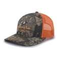 thumbnail image 1 of Droppin Drake Mallard Duck and Gun X Logo Mesh Back Trucker Hat-Camo/Orange, 1 of 4