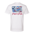 thumbnail image 1 of Droppin Drake Mens USA Duck Call Flag Red Lettering Cotton Polyester Blend Mens Short Sleeve T-Shirt-White-Large, 1 of 1