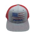 thumbnail image 1 of Droppin Drake Southern Apparel Co American Duck Gun Flag Trucker Mesh Snapback Hat- Heather Gray/Red, 1 of 1