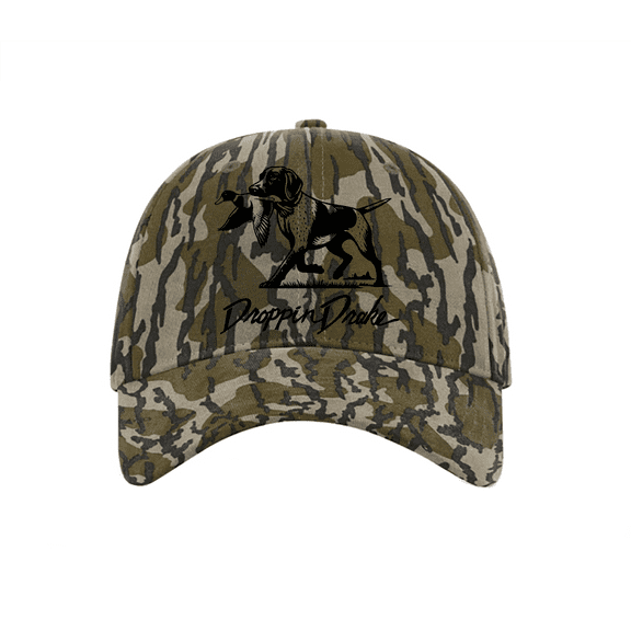 Droppin Drake Southern Apparel Co Mens Droppin Drake Dog Carrying Duck Hunting Southern Duck Call Mens Embroidered Casual Twill Camo Strapback-Bottomland