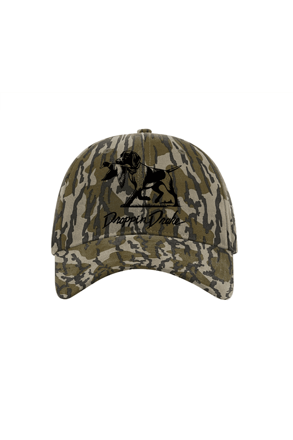 Southern Apparel Co Mens Droppin Drake Dog Carrying Duck Hunting Southern Duck Call Mens Embroidered Casual Twill Camo Strapback-Bottomland