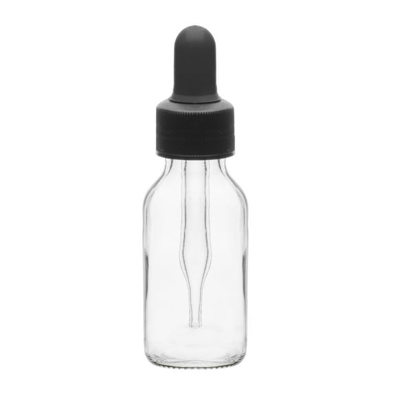 Dropping Bottle, 60ml (2oz) - Transparent Soda Glass - Screw Cap with Glass Dropper & Rubber Bulb - Eisco Labs