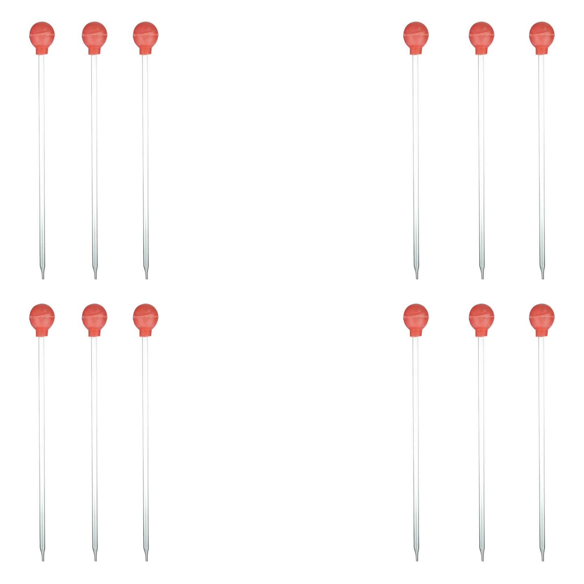 Dropping Pipettes Glass with Rubber Bulbs, 12 inches length, 5ml capacity. Pack of 12.