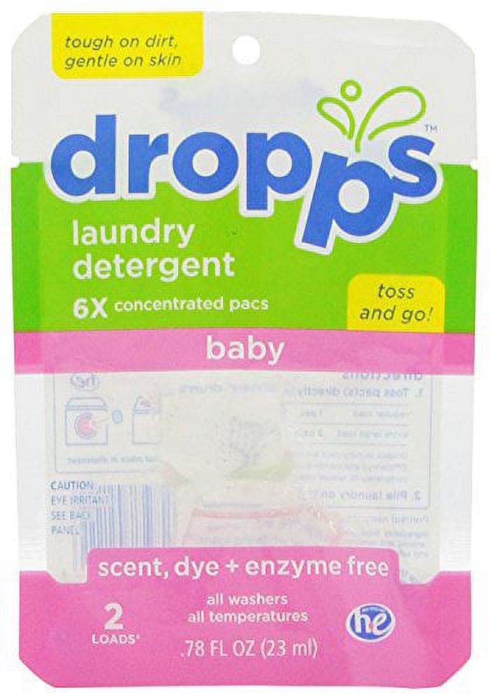 Dropps Baby Laundry Detergent Pacs, 2 Count