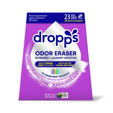 Dropps Odor Eraser Laundry Additive Pods for Odor Control, 23 Count