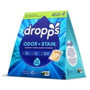 Dropps Laundry Odor + Stain Detergent Pods, Biobased, Stain Removing, Tablet Laundry Detergent, Crisp Breeze Scent, 40 Count