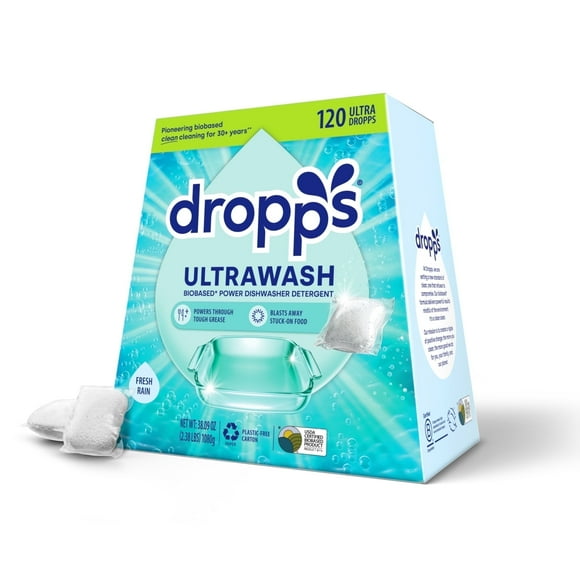 Dropps Dishwasher UltraWash Detergent Pods, Biobased, Unscented, 120 Ct