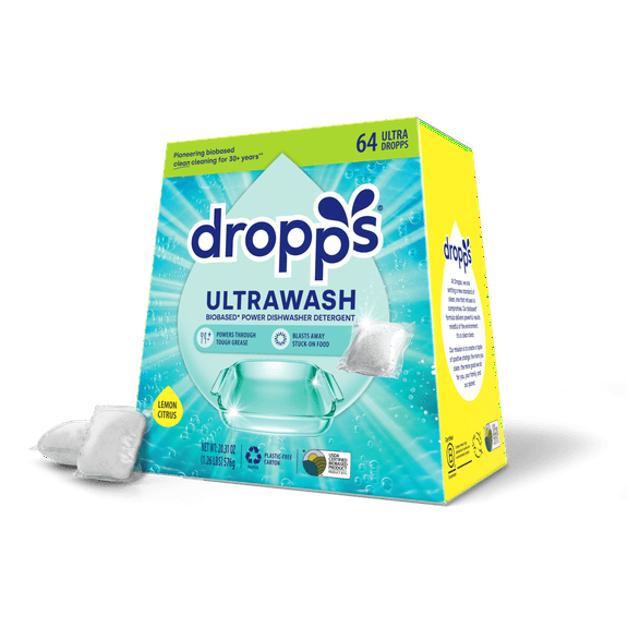 UltraWash Biobased Power Dishwasher Detergent Pods, Lemon Citrus, 64ct