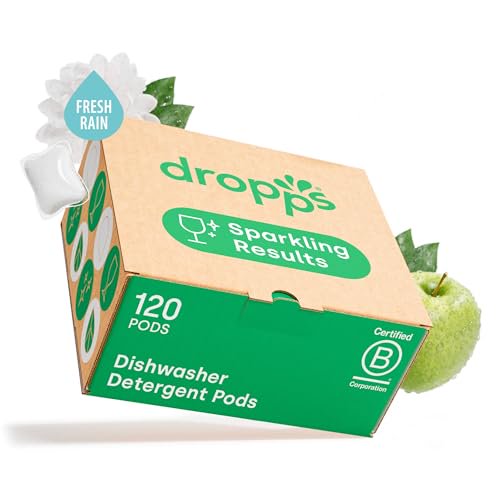 Dropps UltraWash Dishwasher Pods, Fresh Rain (120 Dish Tabs) Biobased