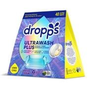 Dropps Dishwasher UltraWash Plus Detergent Pods, Triple Action Biobased Power, Fights Grease & Stuck On Food, Lemon Citrus Scent, 40 Count