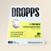 Dropps Dishwasher UltraWash Plus Detergent Pods, Biobased, Lemon Citrus, 40 Ct