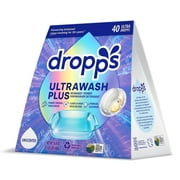 Dropps Dishwasher UltraWash Plus Detergent Pods, Triple Action Biobased Power, Fights Grease & Stuck On Food, Unscented, 40 Count
