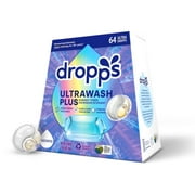 Dropps Dishwasher UltraWash Plus Detergent Pods, Triple Action Biobased Power, Fights Grease & Stuck On Food, Unscented, 64 Count
