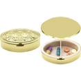 thumbnail image 1 of Set of 2 Oval-Shaped Pocket Purse Pill Box & Organizer With Dual Compartments (Gold Drops), 1 of 4