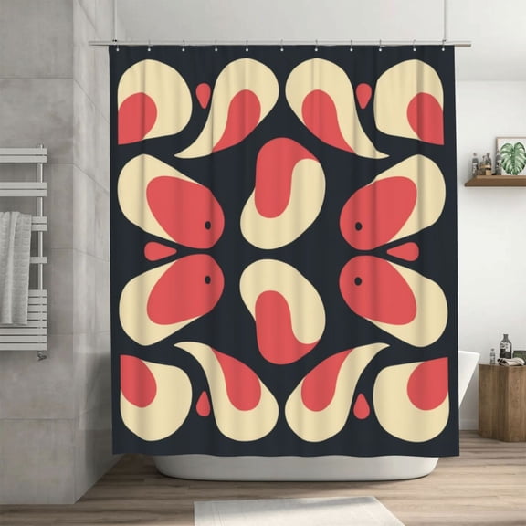 Drops Pattern Shower Curtain 72X72In For Bathroom, Waterproof Fabric Quick Dry Soft Decoration Set