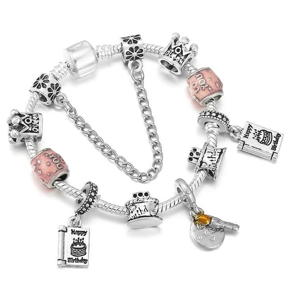 Dropshipping Vintage Silver Color Charms Bracelets for Women DIY Crystal Beads Brand Bracelets Women Pulseira Jewelry