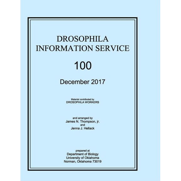 Drosophila Information Service, 2017, Volume 100, (Paperback)