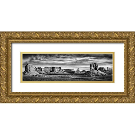 Drost, David 18x8 Gold Ornate Wood Framed with Double Matting Museum Art Print Titled - BandW Desert View VII
