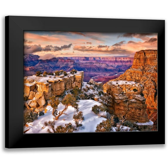 Drost, David 24x19 Black Modern Framed Museum Art Print Titled - Snowy Grand Canyon V