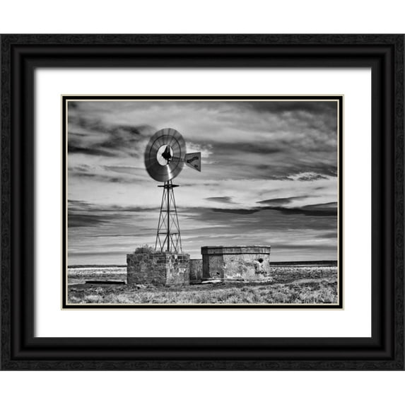 Drost, David 24x19 Black Ornate Wood Framed with Double Matting Museum Art Print Titled - BandW Desert View VI