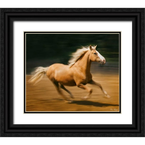 Drost, David 30x26 Black Ornate Wood Framed with Double Matting Museum Art Print Titled - Blazing Horse I