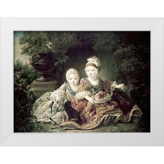 Drouais, Francois Huber 18x14 White Modern Wood Framed Museum Art Print Titled - Duc De Berry and Count De Provence As Children